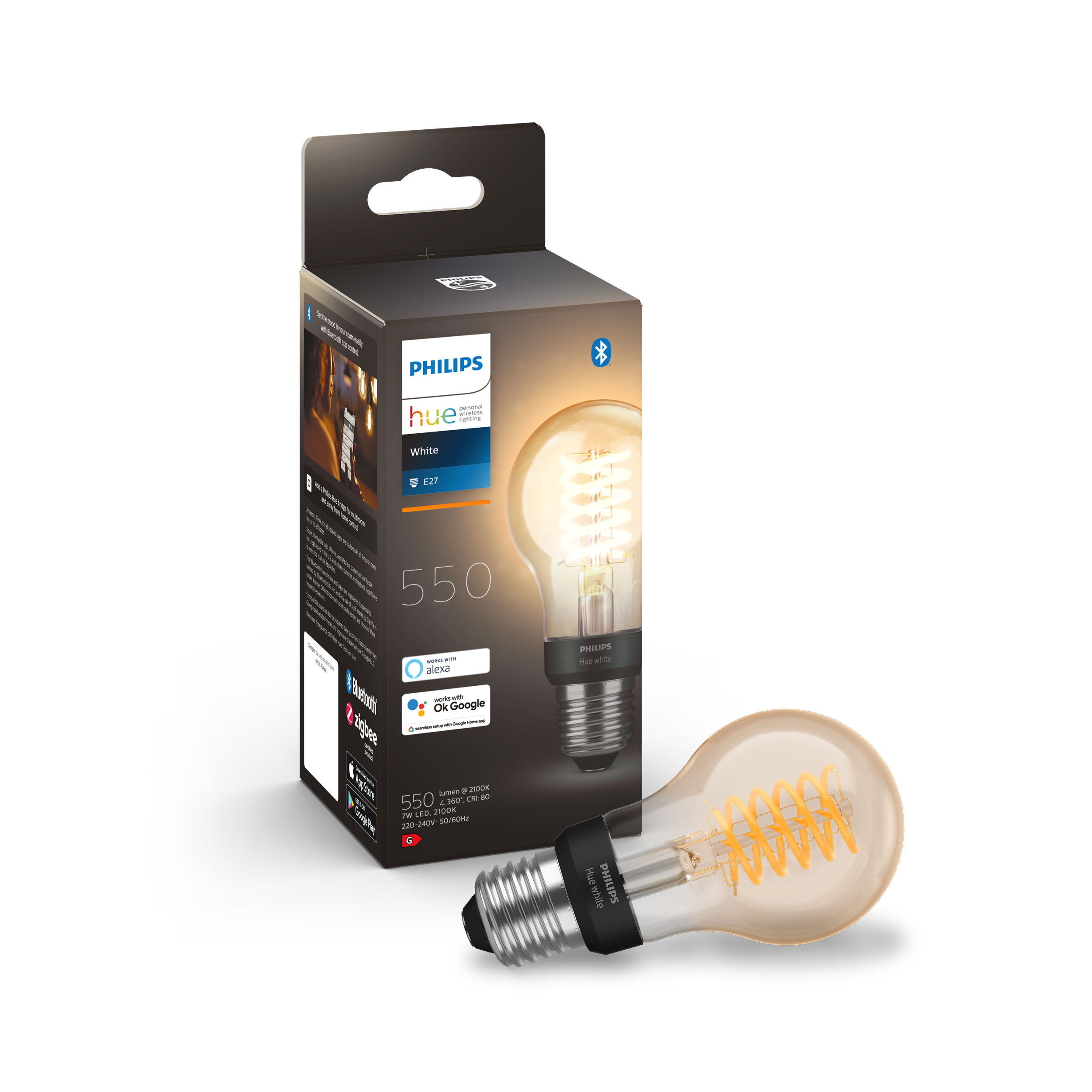 Philips Hue Filament A60 White E27 7W 2100K - Philips Hue | Bellalite