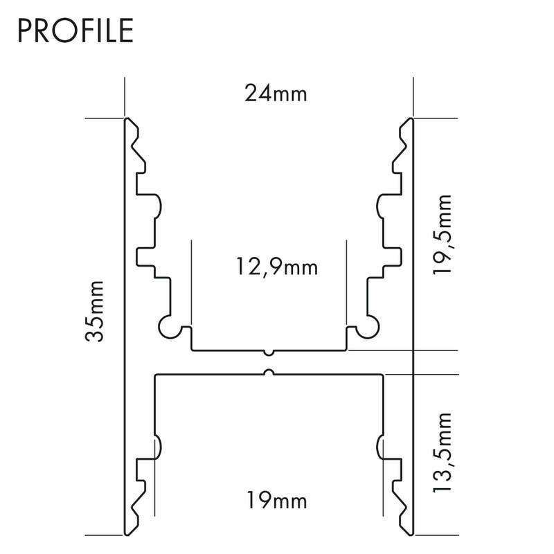 Aluminiumprofil M-Line H, 2m - PROLED | Bellalite Aluminiumprofil M-Line H, 2m - PROLED | Bellalite