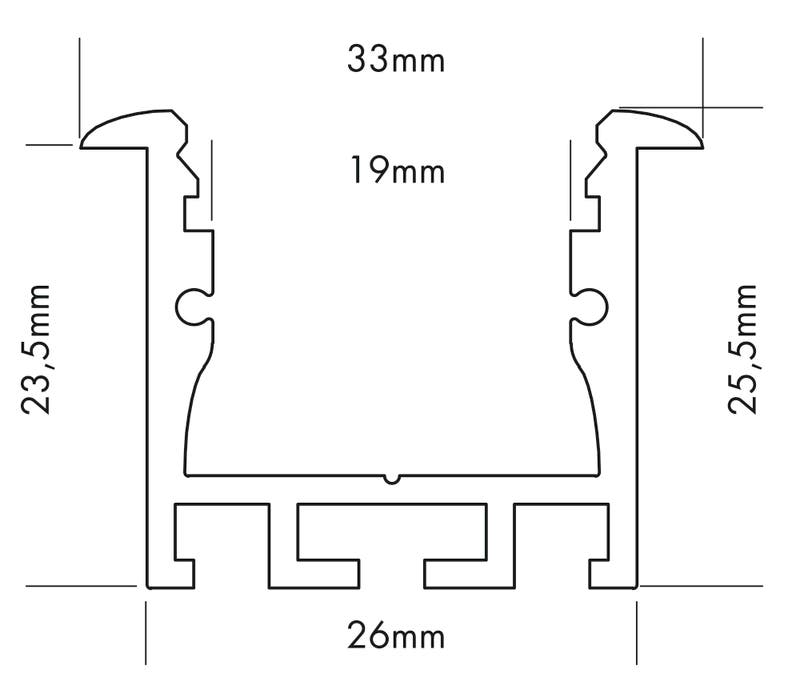 Aluminiumprofil M-Line Rec 24, 2m - PROLED | Bellalite Aluminiumprofil M-Line Rec 24, 2m - PROLED | Bellalite