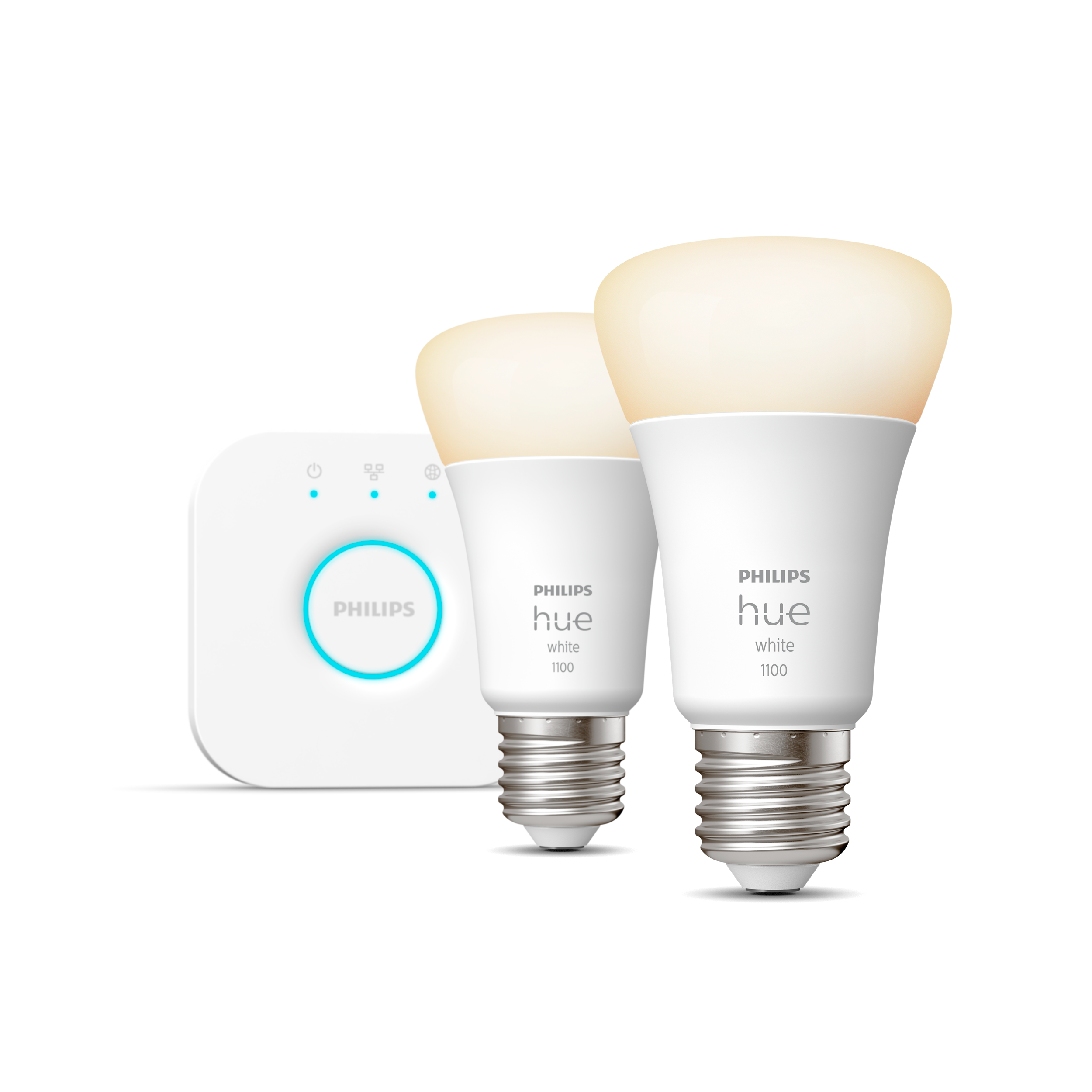 Philips Hue Startpaket 2x 9W White E27 1x Bridge  - Philips Hue | Bellalite