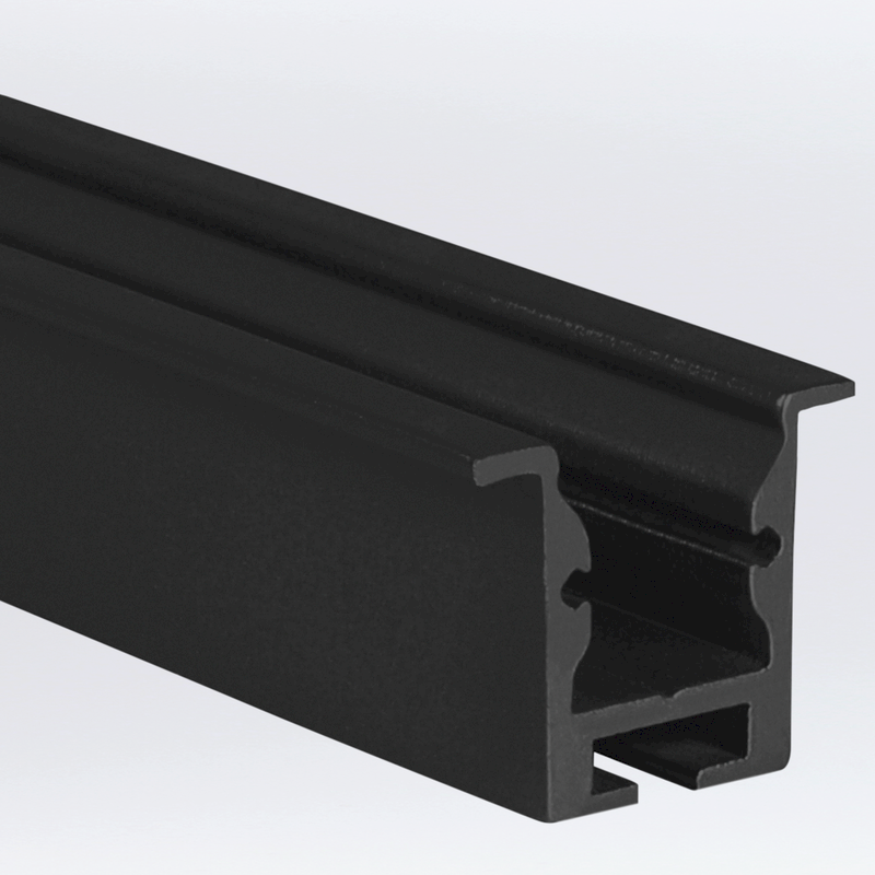 Aluminiumprofil S-Line Rec 24 ST, per meter Svart - PROLED | Bellalite