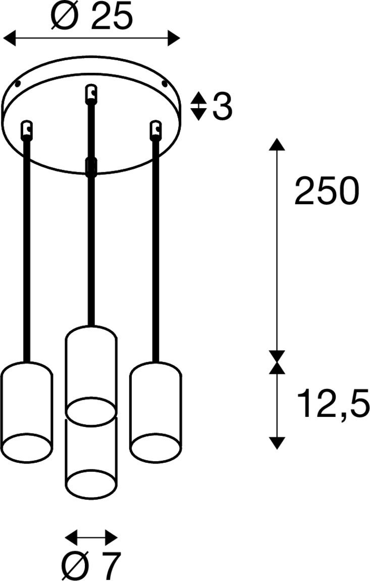 ASTO TUBE Pendel 4 Vit - SLV | Bellalite